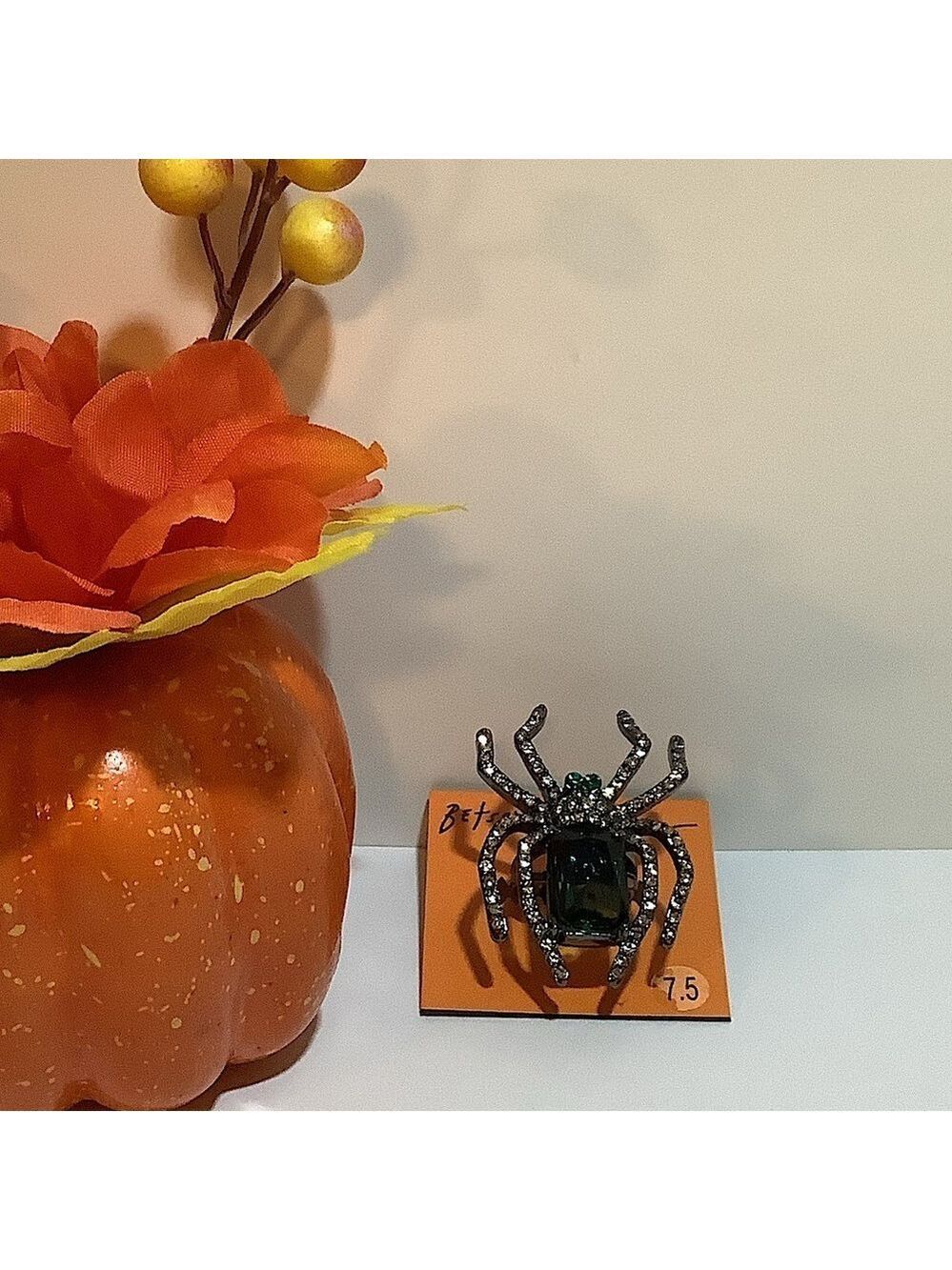 Betsey Johnson Halloween Spider Cocktail Ring 7.5 New